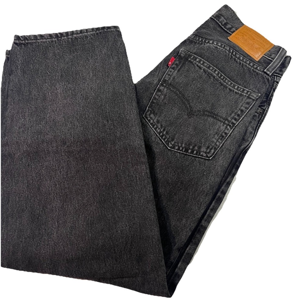 Levi's Premium Baggy Dad Jeans Women's 24x30 Black Denim Straight Leg EUC